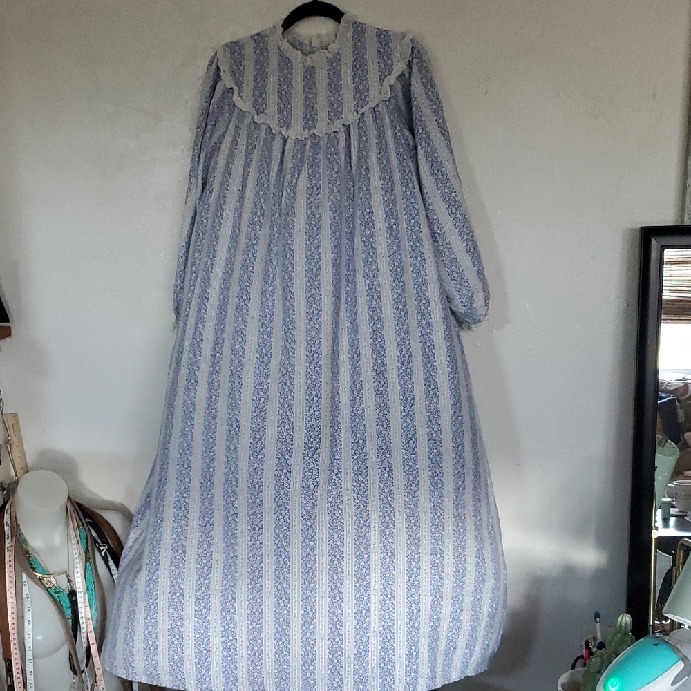 L.L. Bean Blue and White Striped Nightgown